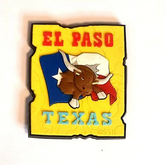 Texas Flag Bull Rubber Fridge Magnet Souvenir - Picture 1 of 3